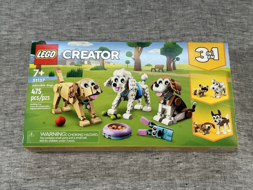 LEGO CREATOR Adorable Dogs 31137 Building Toy 475 Pieces 3-in-1 Puppies NIB
